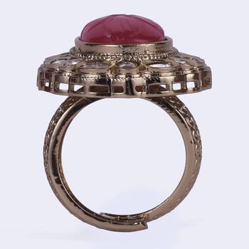 Delightful round shape gold plated adjustable finger ring for women and girls 3