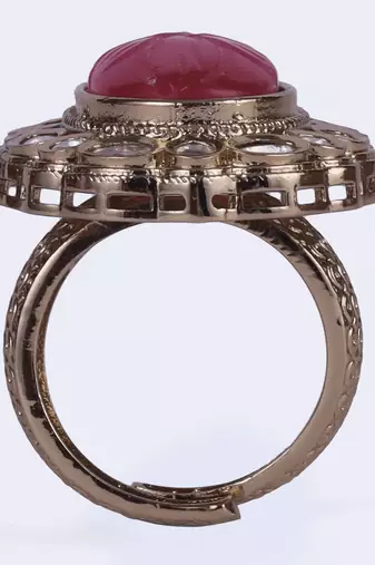 Delightful round shape gold plated adjustable finger ring for women and girls