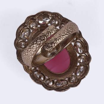 Delightful round shape gold plated adjustable finger ring for women and girls 4