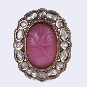 Delightful round shape gold plated adjustable finger ring for women and girls 5