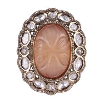 Designer round shape gold plated adjustable finger ring for women and girls 2