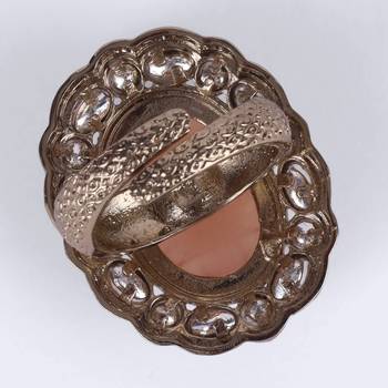 Designer round shape gold plated adjustable finger ring for women and girls 4