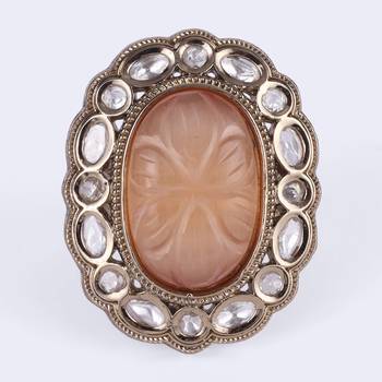 Designer round shape gold plated adjustable finger ring for women and girls 5