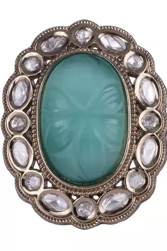 Desirable round shape gold plated adjustable finger ring for women and girls