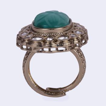 Desirable round shape gold plated adjustable finger ring for women and girls 3