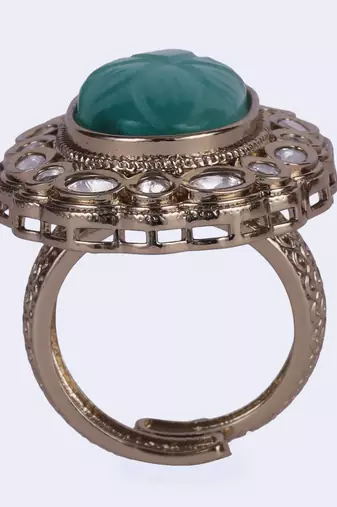 Desirable round shape gold plated adjustable finger ring for women and girls