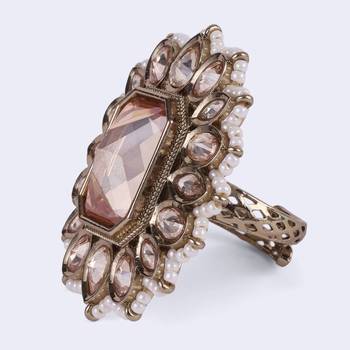 Elegant square and oval shape gold plated adjustable finger ring for women and girls 3
