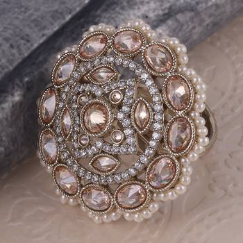 gold plated brass ring with round shape design 1