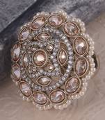 Enchanting round shape gold plated adjustable finger ring for women and girls