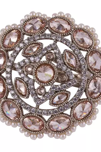 gold plated brass ring with round shape design