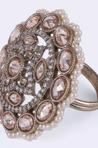 gold plated brass ring with round shape design