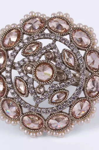 gold plated brass ring with round shape design