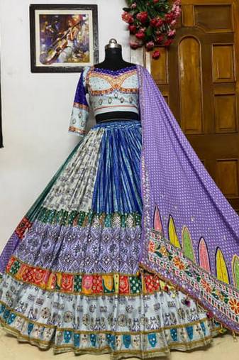 multicolor silk navratri special lehenga choli