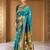 Aqua woven paithani silk saree – designer broad border wedding wear with blouse