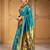 Aqua woven paithani silk saree – designer broad border wedding wear with blouse
