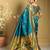 Aqua woven paithani silk saree – designer broad border wedding wear with blouse