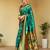 Green woven paithani silk saree – designer broad border wedding wear with blouse
