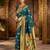 Teal woven paithani silk blend saree with blouse