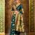 Teal woven paithani silk blend saree with blouse