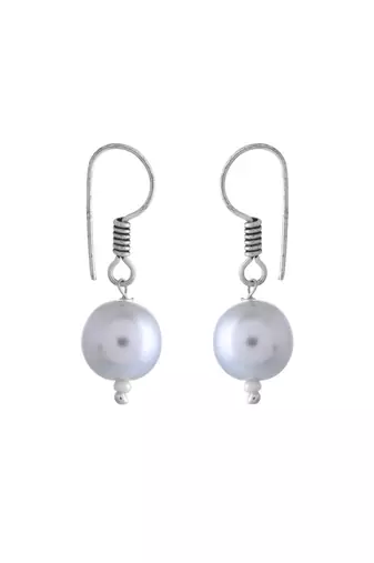 Blue glossy pearl necklace & earring set