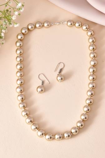 pearl necklace & earring set fo women