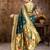 Teal woven paithani silk blend saree with blouse