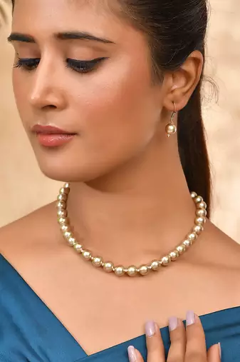 pearl necklace & earring set fo women