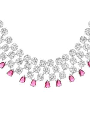 pink alloy necklace set with stone work 4