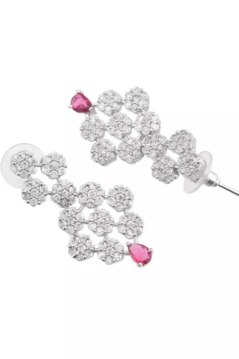 pink alloy necklace set with stone work