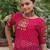 Pink faux georgette bandhni print with kutchi patche work navratri kurti