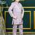 Boys satin chevron sequined embroidered sherwani set- lilac