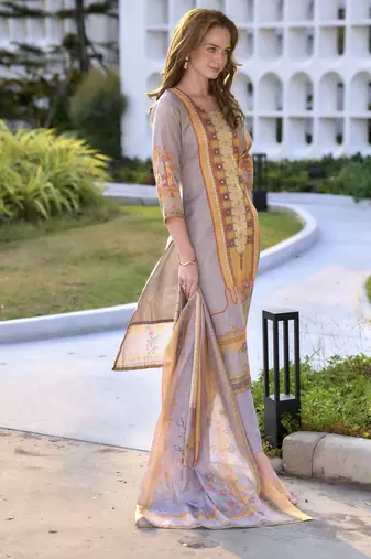 Silk blend kurta with bottom dupatta