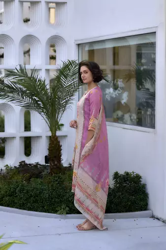 Silk blend kurta with bottom dupatta