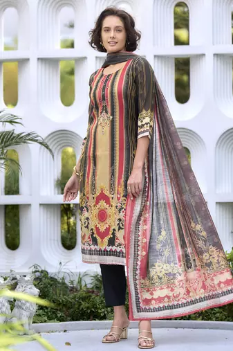 Silk blend kurta with bottom dupatta