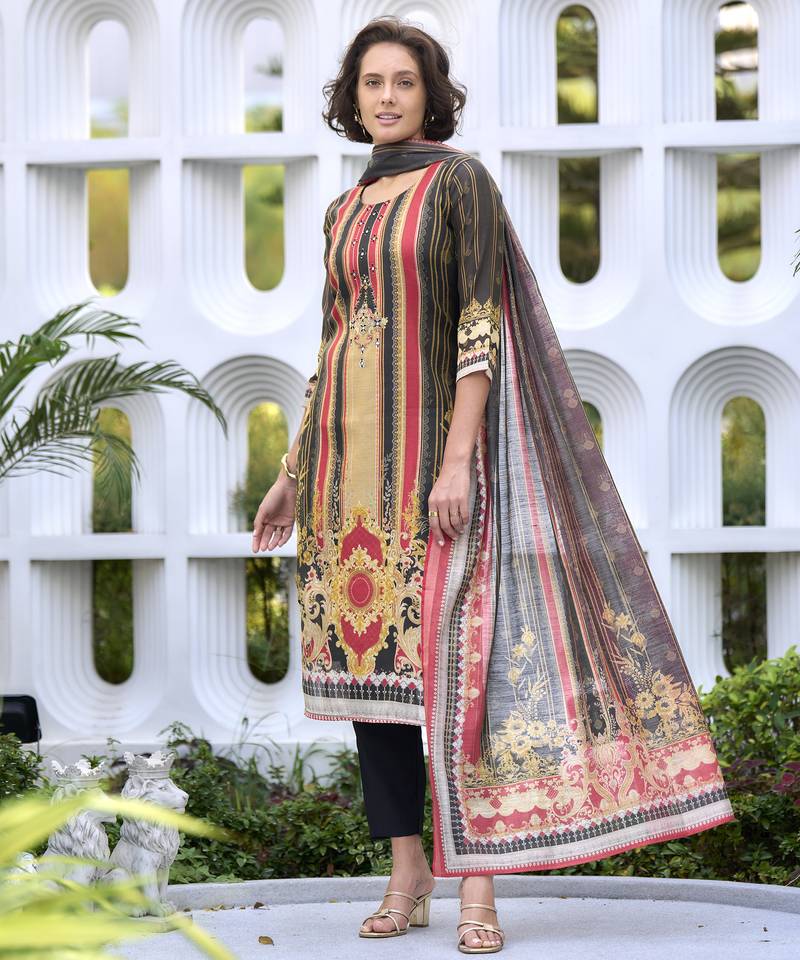Silk blend kurta with bottom dupatta