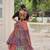 Multi Cotton Print Flared Lehenga With Rayon Kutchi Work Blouse