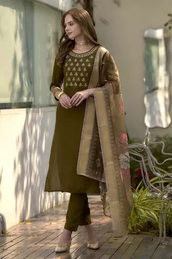 Rayon with embroidered work party wear kurti set
