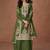 Green embroidery, zari & sequins work chinnon silk straight palazzo suit - free size stitching (size upto 42")