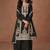 Black embroidery, zari & sequins work chinnon silk straight palazzo suit - free size stitching (size upto 42")