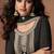 Black embroidery, zari & sequins work chinnon silk straight palazzo suit - free size stitching (size upto 42")