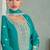 Blue thread embroidery & sequins work georgette anarkali suit - free size stitching (size upto 42")