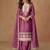Purple embroidery, zari & sequins work chinnon silk straight palazzo suit - free size stitching (size upto 42")