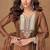 Brown embroidery, zari & sequins work chinnon silk straight palazzo suit - free size stitching (size upto 42")