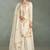 Off white embroidered & sequins work chinnon silk straight palazzo suit - free size stitching (size upto 42")