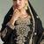 Black embroidered & sequins work chinnon silk straight palazzo suit - free size stitching (size upto 42")