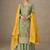 Green thraed embroidery & sequins work simar silk straight palazzo suit - free size stitching (size upto 42")