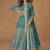 Blue embroidery & sequins work georgette anarkali lehanga suit - free size stitching (size upto 42")