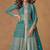 Blue embroidery & sequins work georgette anarkali lehanga suit - free size stitching (size upto 42")