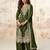 Mehndi green embroidery & sequins work chinnon silk straight palazzo suit - free size stitching (size upto 42")