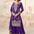 Purple embroidery & sequins work chinnon silk straight palazzo suit - free size stitching (size upto 42")